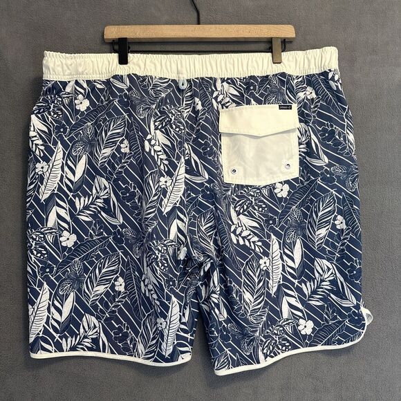 Johnnie-O Board Tiwi Board Short Swim Trunks Mens 2XL XXL Blue Floral Lined - Picture 4 of 15